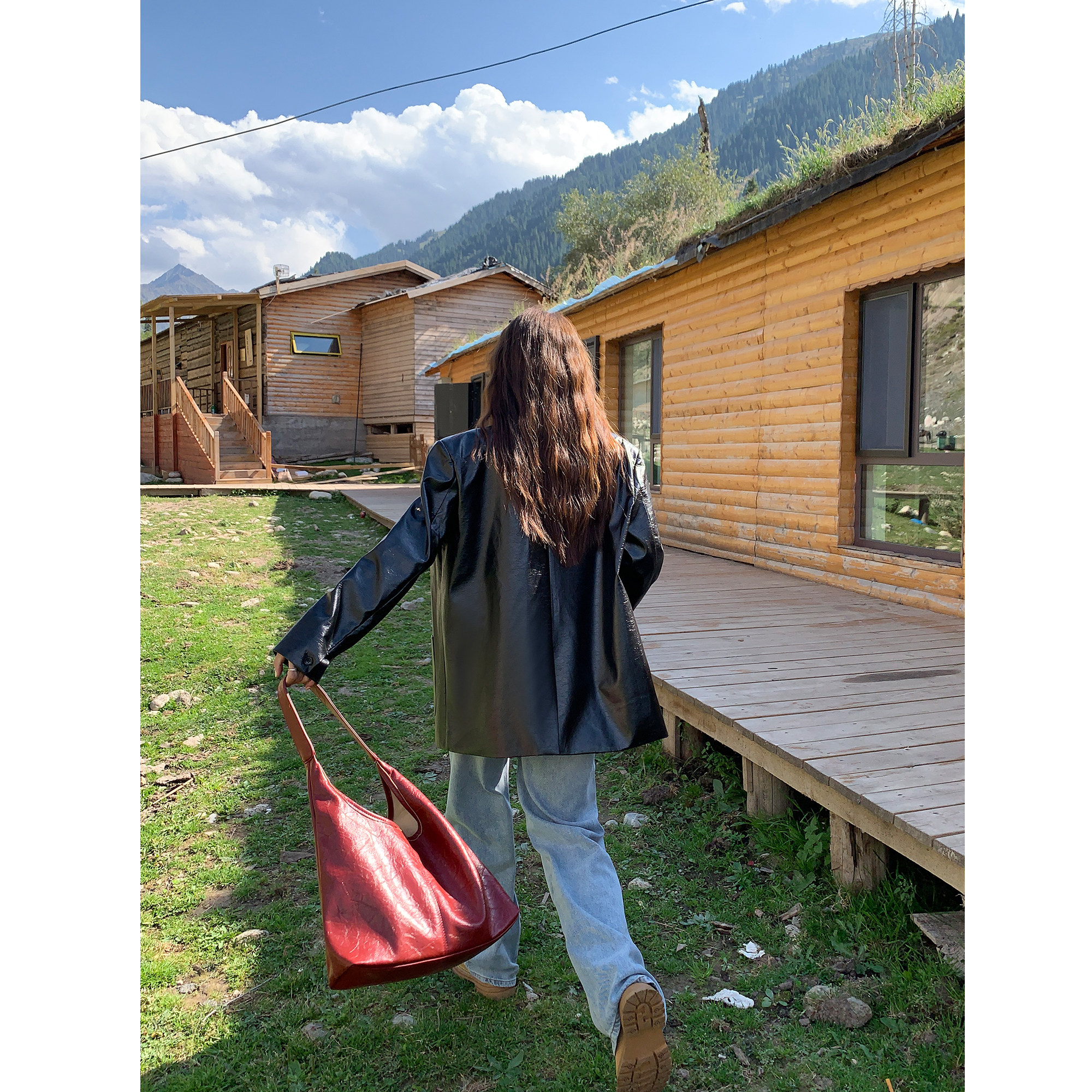 辰米范 秋季亮皮黑色pu皮衣西装外套女高级感宽松oversize大衣,淘宝优惠券,粉丝福利购,淘宝优惠卷