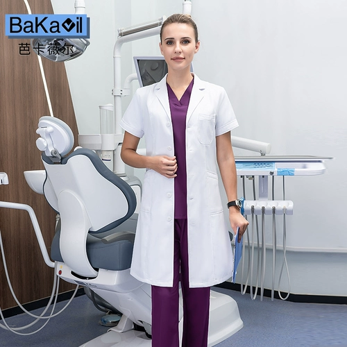 芭卡薇尔 Элитный белый халат, униформа врача для работы, короткий рукав
