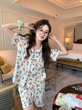 Xinbangbang Homedress ງາມກາຕູນຕົວລະຄອນ pajamas ຊຸດ Summer ແບບບາງໆສາມາດໃສ່ອອກແລະເຄື່ອງນຸ່ງເຮືອນທີ່ສະດວກສະບາຍ