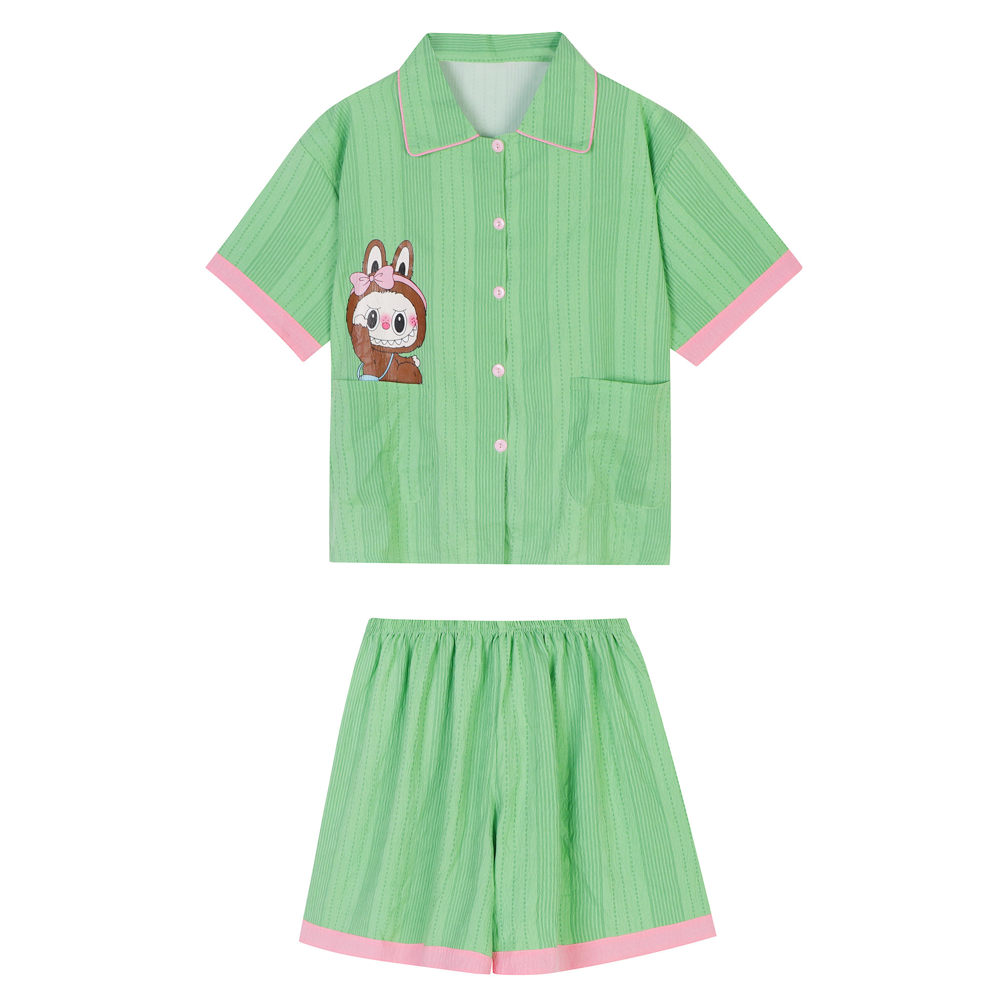 馨帮帮Homedress 撞色卡通短袖睡衣女款夏季宽松休闲可外穿家居服,淘宝优惠券,粉丝福利购,淘宝优惠卷