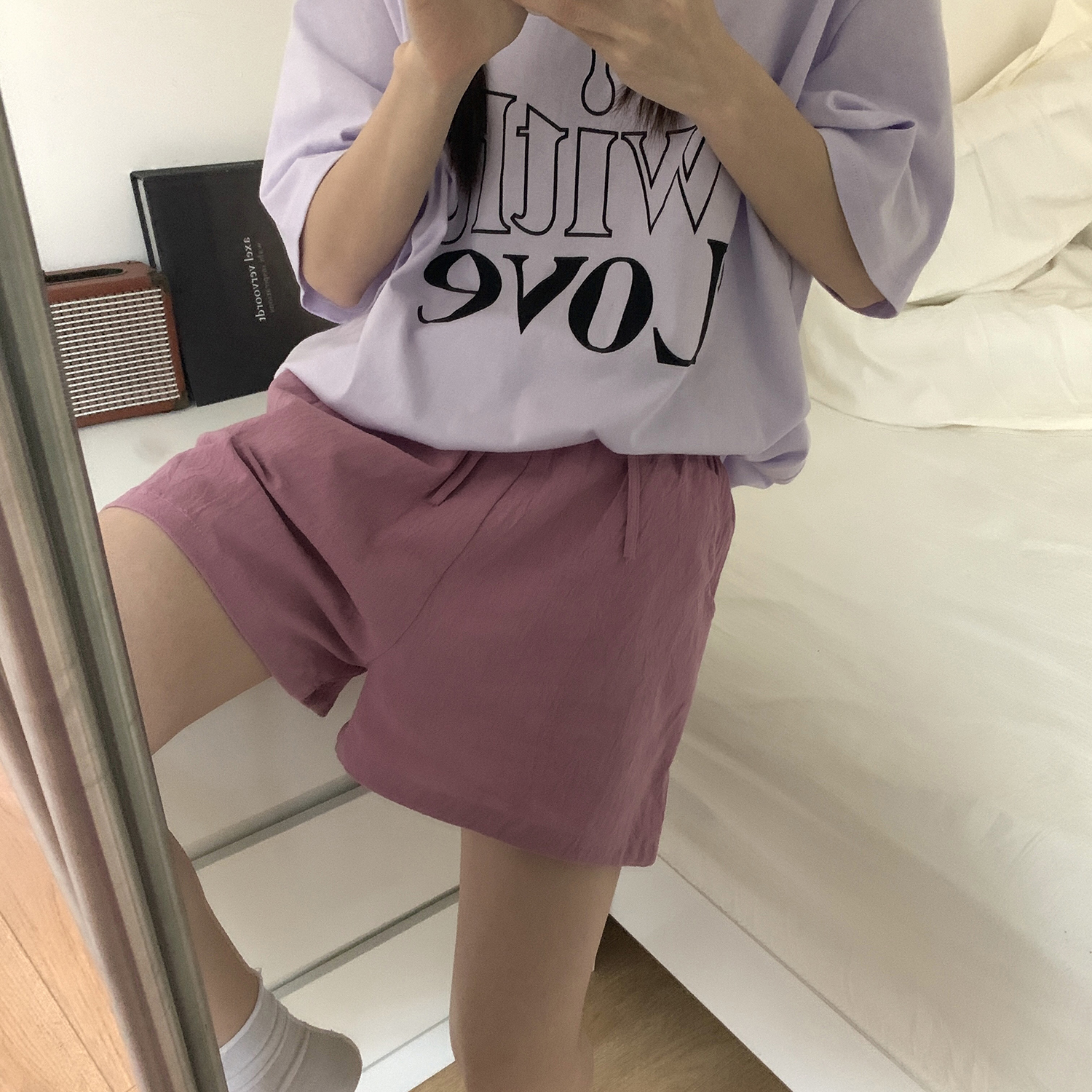 馨帮帮Homedress 夏季宽松休闲家居短裤松紧腰薄款棉麻外穿睡裤女 - 图0