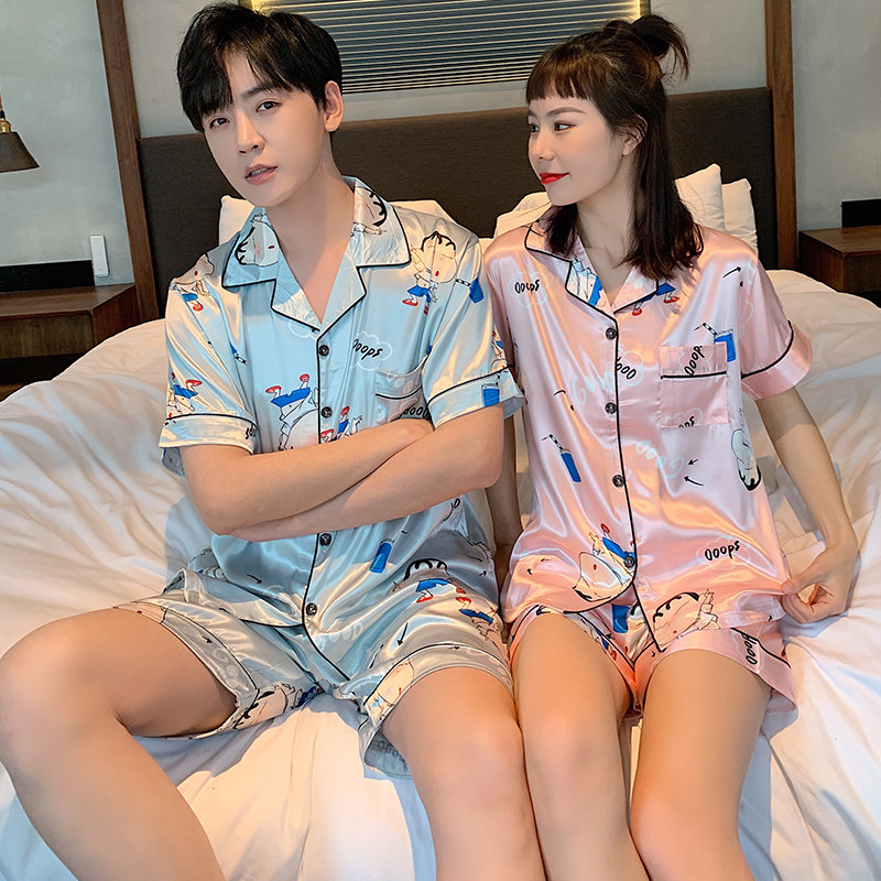 开衫情侣夏季韩版冰丝性感丝绸睡衣 贝芊琦睡衣/家居服套装