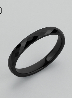 梦卡妮保色钨金指环男菱形黑白