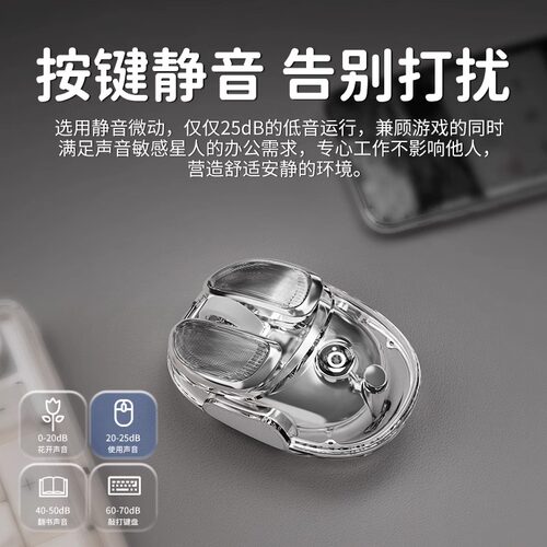 前行者Q9无线鼠标静音透明蓝牙女生办公笔记本可充电游戏电竞专用 - 图2