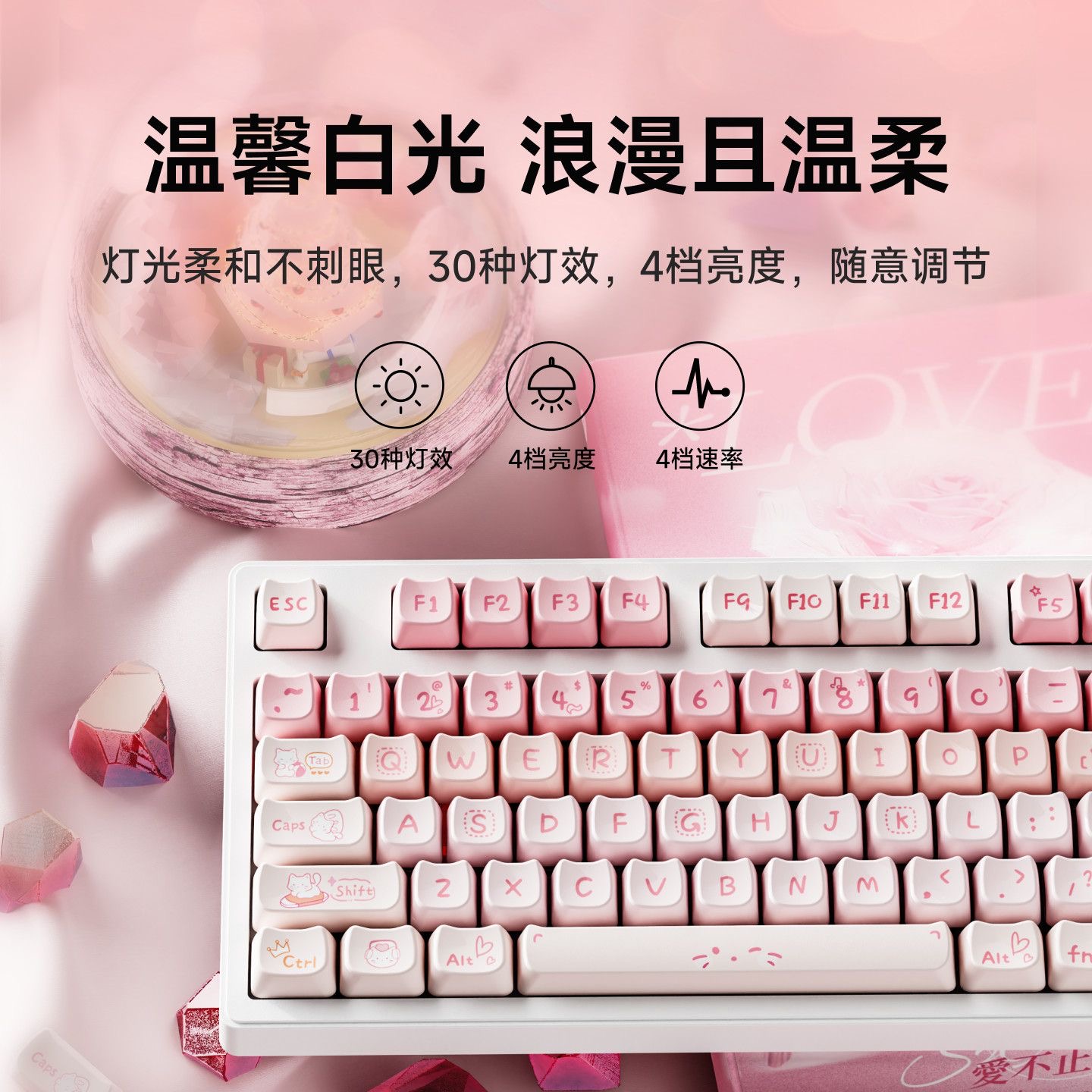 前行者派对小猫无线蓝牙三模机械键盘热升华女生可爱电脑游戏办公 - 图2