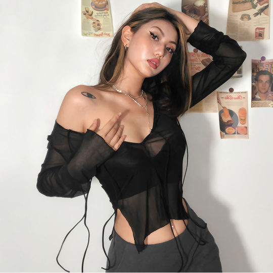 性感欧美风爵士辣妹显瘦长袖上衣