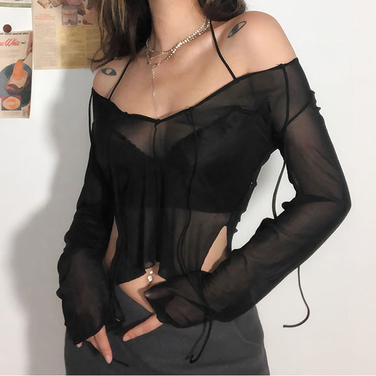 性感欧美风爵士辣妹显瘦长袖上衣