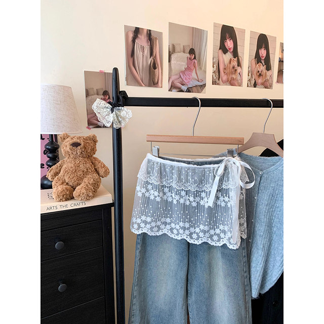 Spring atmosphere layered lace-up butt curtain