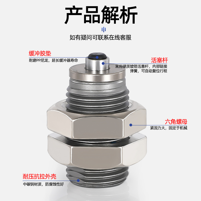 RBQ/RBQC 2007 1604 2508 3009 3213阻尼器SMC标准短型油压缓冲器-图0