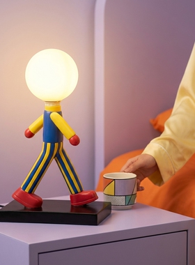 创意卡通彩色条纹桌面台灯摆件