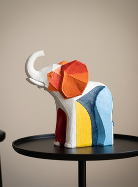 多巴胺风彩色大象树脂摆件