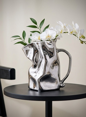 现代简约不锈钢几何花瓶摆件