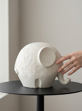 创意大象造型陶瓷摆件家居装饰