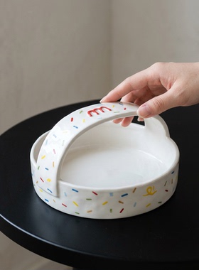 创意陶瓷波点心形首饰收纳盒摆件