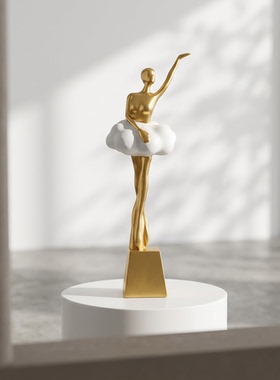现代简约金色芭蕾舞者摆件