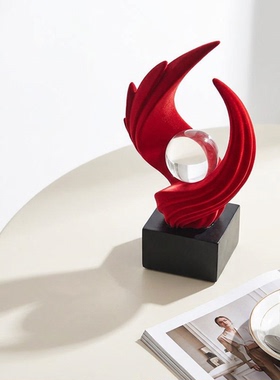 现代简约红火焰水晶摆件