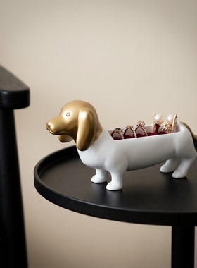 创意可爱小狗造型金边首饰盒摆件