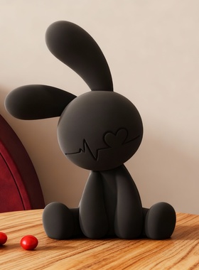 可爱黑色兔子桌面摆件