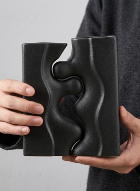 现代简约抽象造型黑色装饰摆件