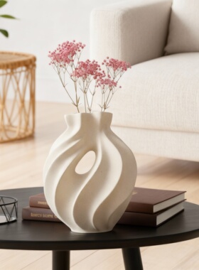 简约现代镂空陶瓷花瓶摆件