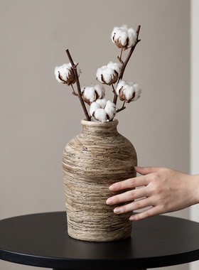 轻奢侘寂风陶瓷花瓶客厅餐桌摆件