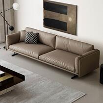 Office real leather sofa Straight platoon trio of brief modern Italian Minimalist Headlayer Bull Leather Business Reception Sofa