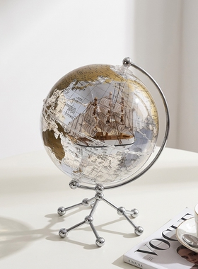 透明亚克力地球仪金属支架摆件