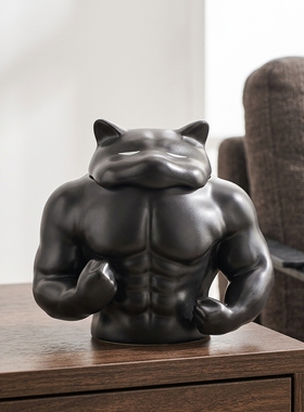 创意肌肉猫树脂桌面摆件