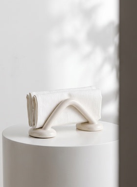 创意几何白色陶瓷桌面纸巾架摆件