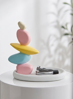 彩色平衡石摆件家居装饰减震鞋垫