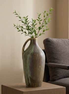 侘寂风陶瓷花瓶绿渐变纹客厅书房