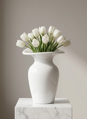 简约优雅白色陶瓷花瓶客厅摆件