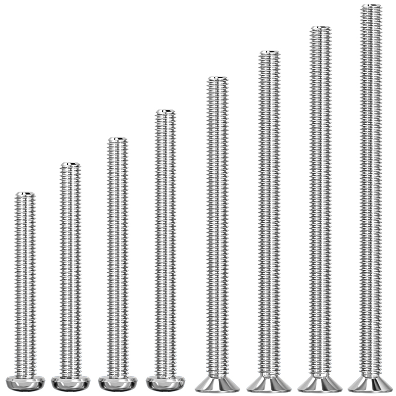 304不锈钢电工开关插座面板86型圆头沉头十字m4螺丝加长4-7CM公分