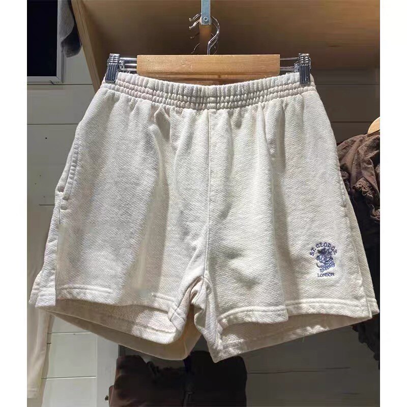 Brandy Girl新款ST.George刺绣运动裤bm显瘦短裤女高腰口袋热裤潮
