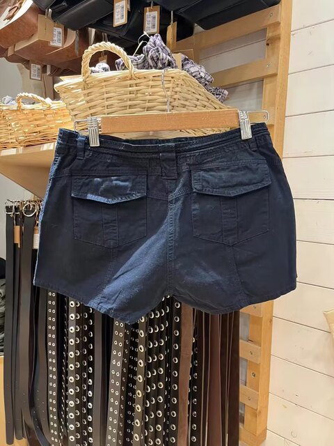 Brandy Girl's new American girl hot style bm overalls shorts women's elastic waist pocket sports pants ຫ້າຈຸດ