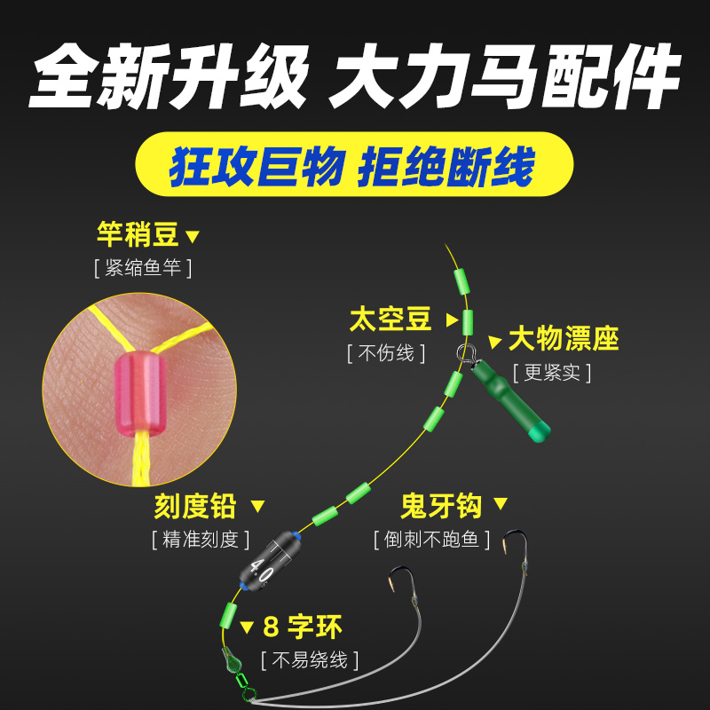 大力马线组主线鱼线鱼钩套装全套正品成品钓鱼线大物巨物鲢鳙绑好