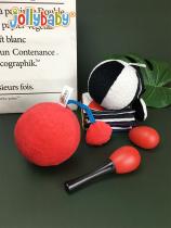 Newborn baby hearing vision training red ball toy pellets red chasing visual ball color 0-3 month 6 baby