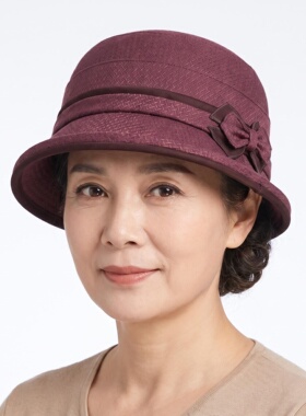 春秋薄款中老年优雅防晒渔夫帽