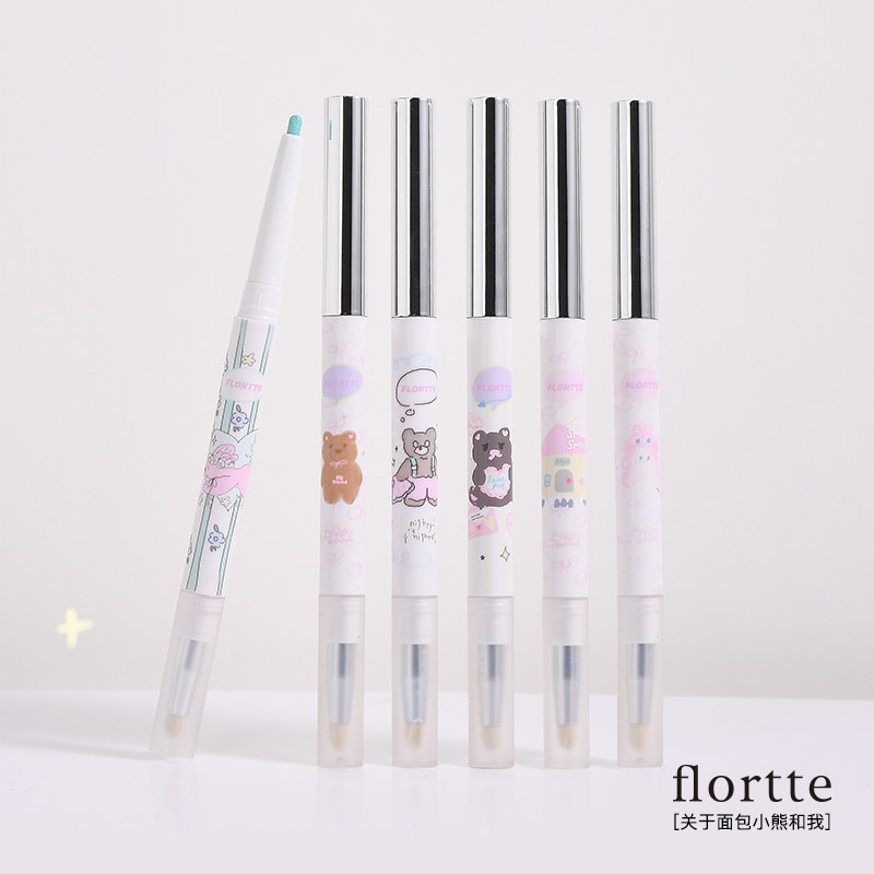 FLORTTE/花洛莉亚面包小熊和我可晕染眼线胶笔双头卧蚕阴影眼影笔