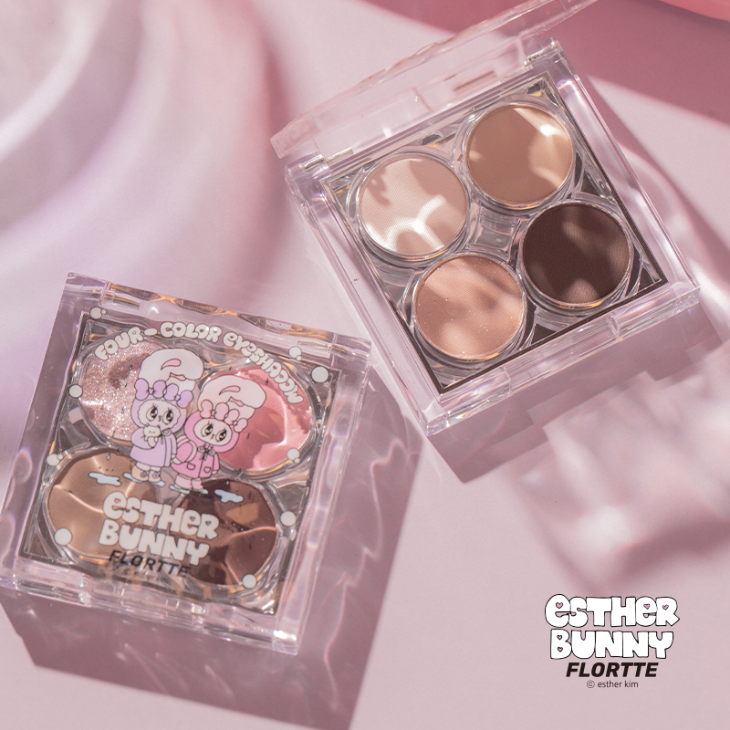 FLORTTE/花洛莉亚BUNNY联名款四色眼影盘珠光哑光新手低饱和日常