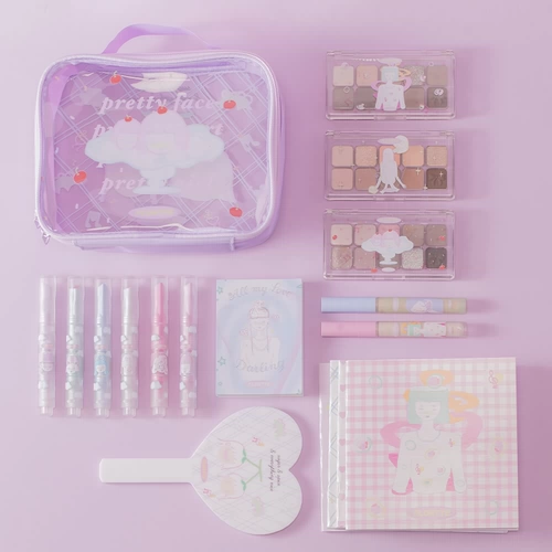 Flortte, база под макияж, подарочная коробка, помада, палетка теней, тональный крем для школьников, набор