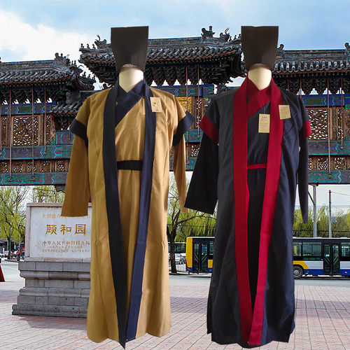 古代医生服饰棉麻直裾深衣教书管家男师爷商人掌柜老郎中演出服装 - 图1