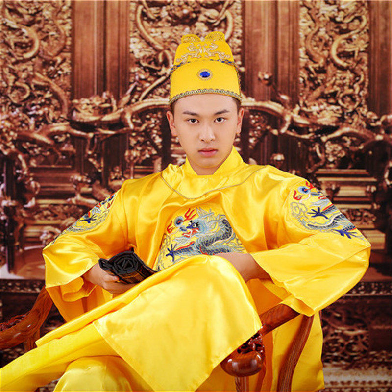 明朝皇帝龙袍男套装皇上古装明制汉服刺绣黄袍中国风王爷服装蟒袍 - 图3