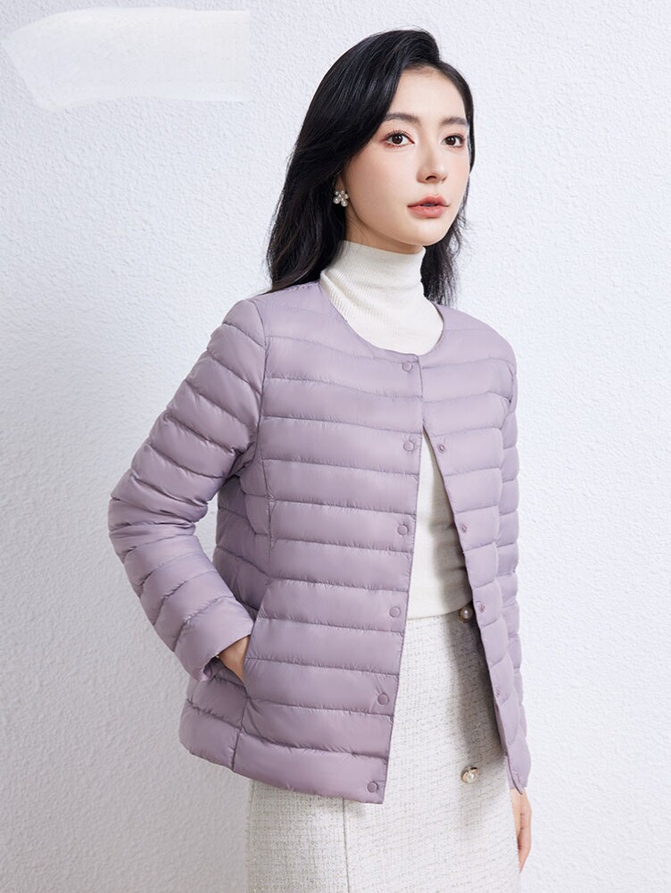 la samanna佟丽娅明星同款轻薄羽绒服短款女2025冬新款修身高级感