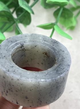 新疆和田玉青花籽扳指边角料戒指圆圈22内径指环玉石下脚料包邮t
