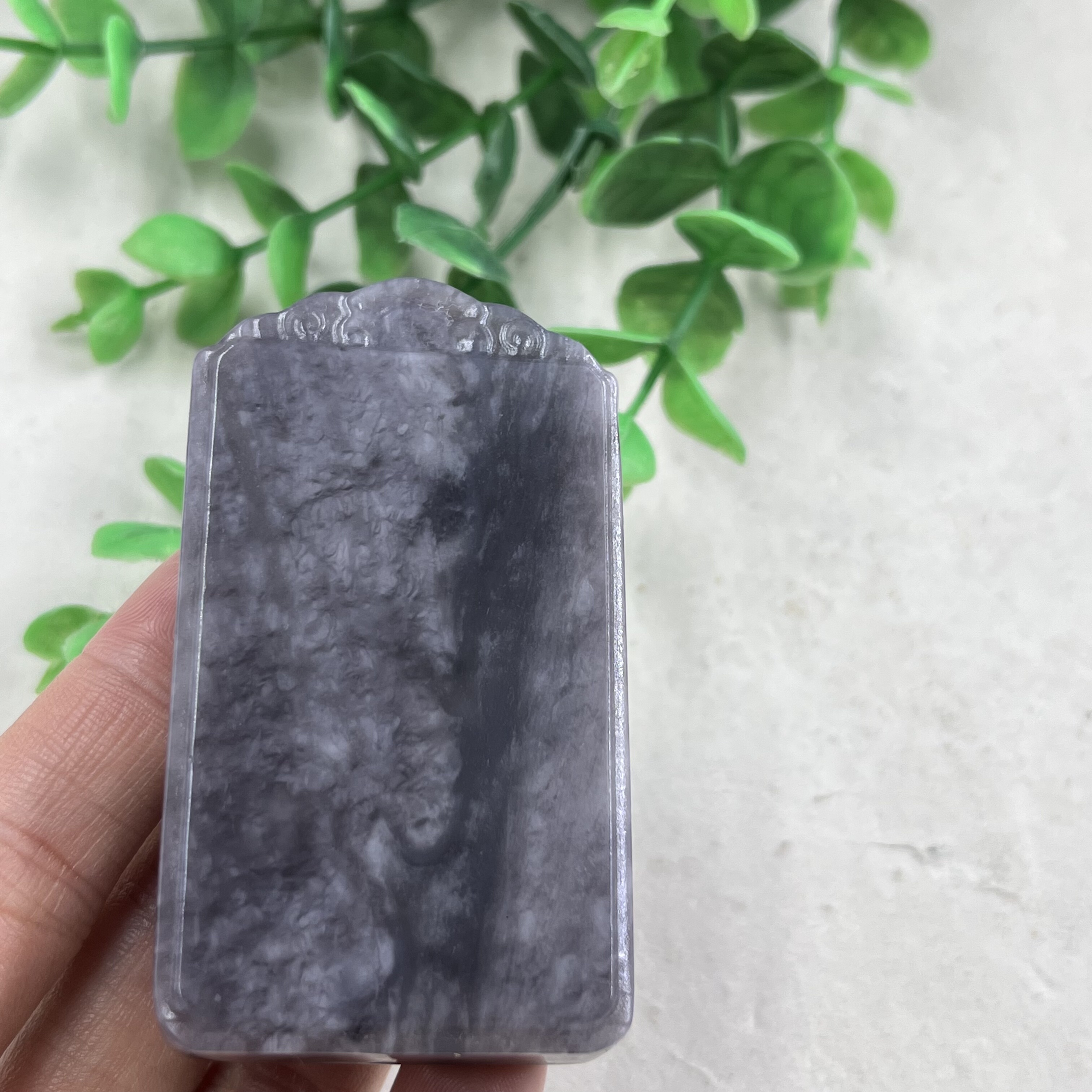 新疆和田玉特色紫罗兰意境牌子平安无事玉牌挂件玉坠项坠包邮69克 - 图3