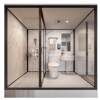 Rectangular movable glass door with integrated dry and wet separation