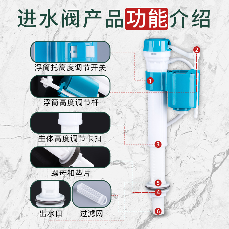 马桶配件进水阀水箱止水通用全套老式抽水坐便厕所上水器冲水排水-图0