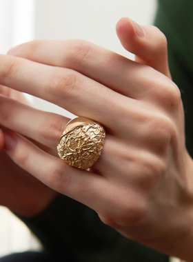 意大利小众设计风18K镀金戒指女