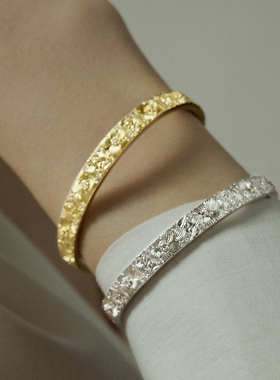 风栖手镯开口轻奢镀金锆石手环